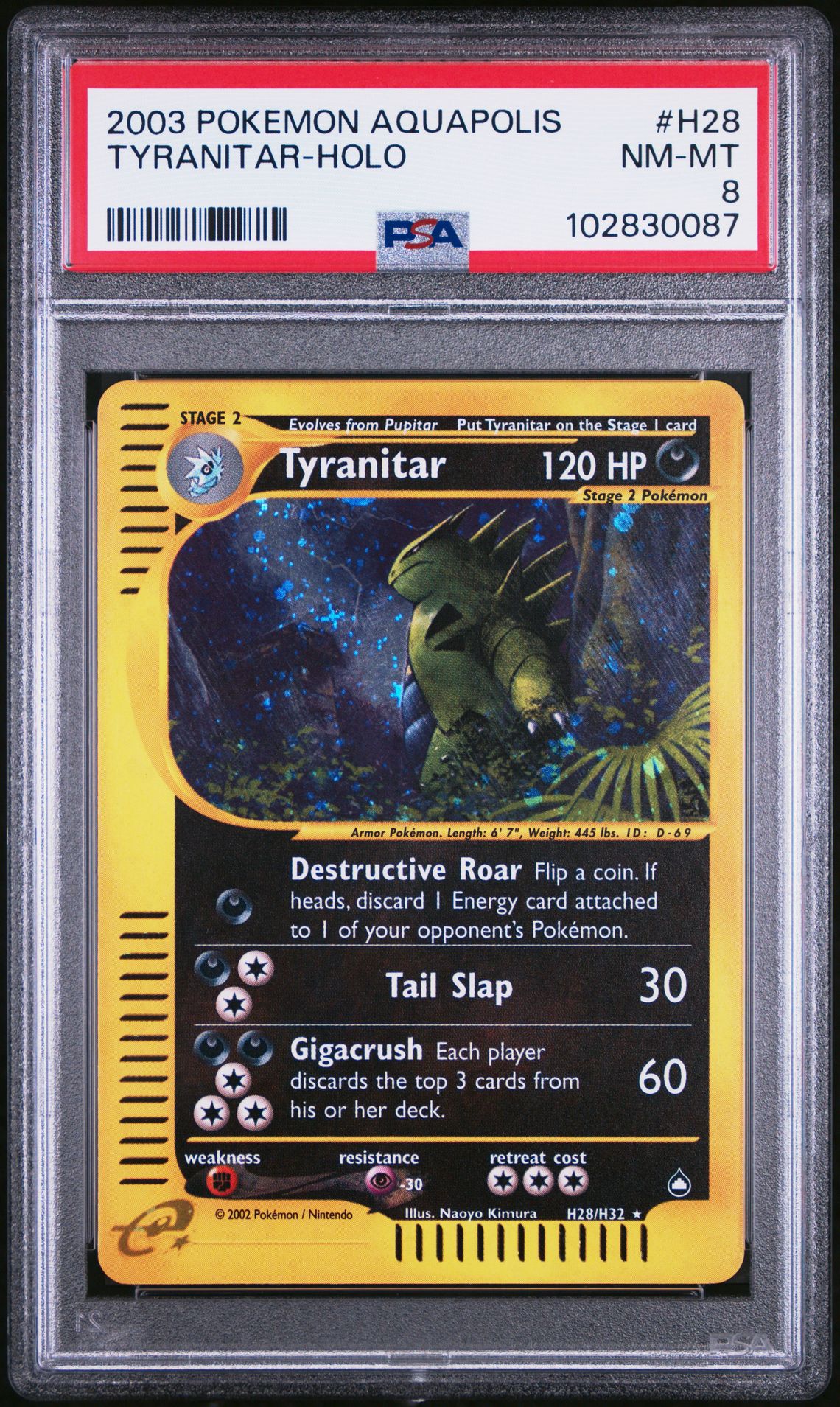 2003 Pokemon POKEMON AQUAPOLIS Holo #H28 Tyranitar-Holo front