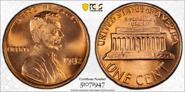 1982 1C Bronze Large Date MS68RD