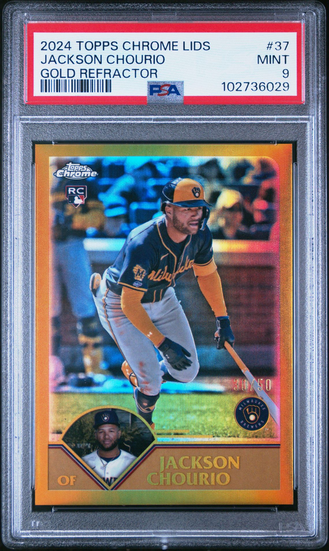 2024 Topps TOPPS CHROME LIDS GOLD REFRACTOR #37 Jackson Chourio front