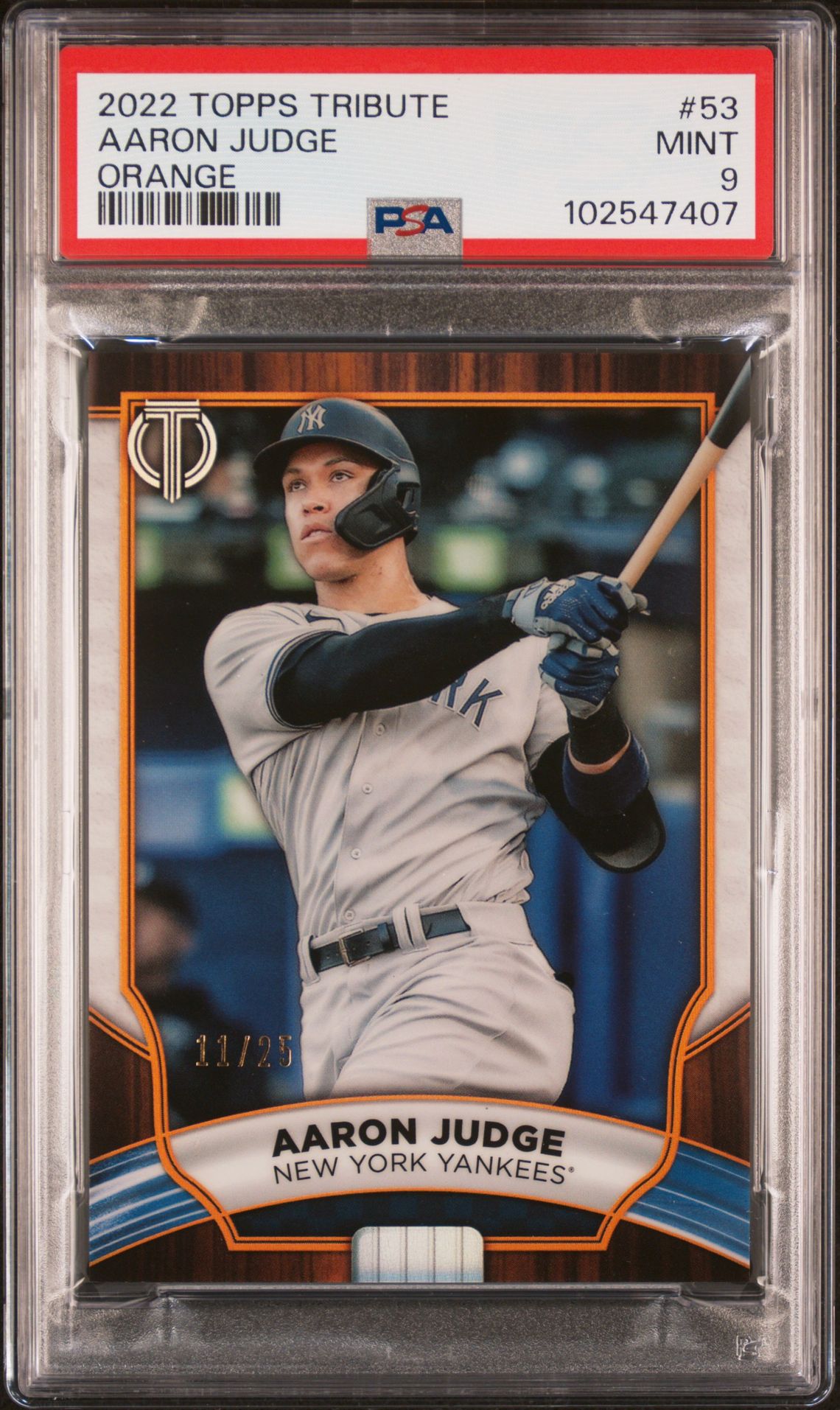 2022 Topps TOPPS TRIBUTE ORANGE #53 Aaron Judge front