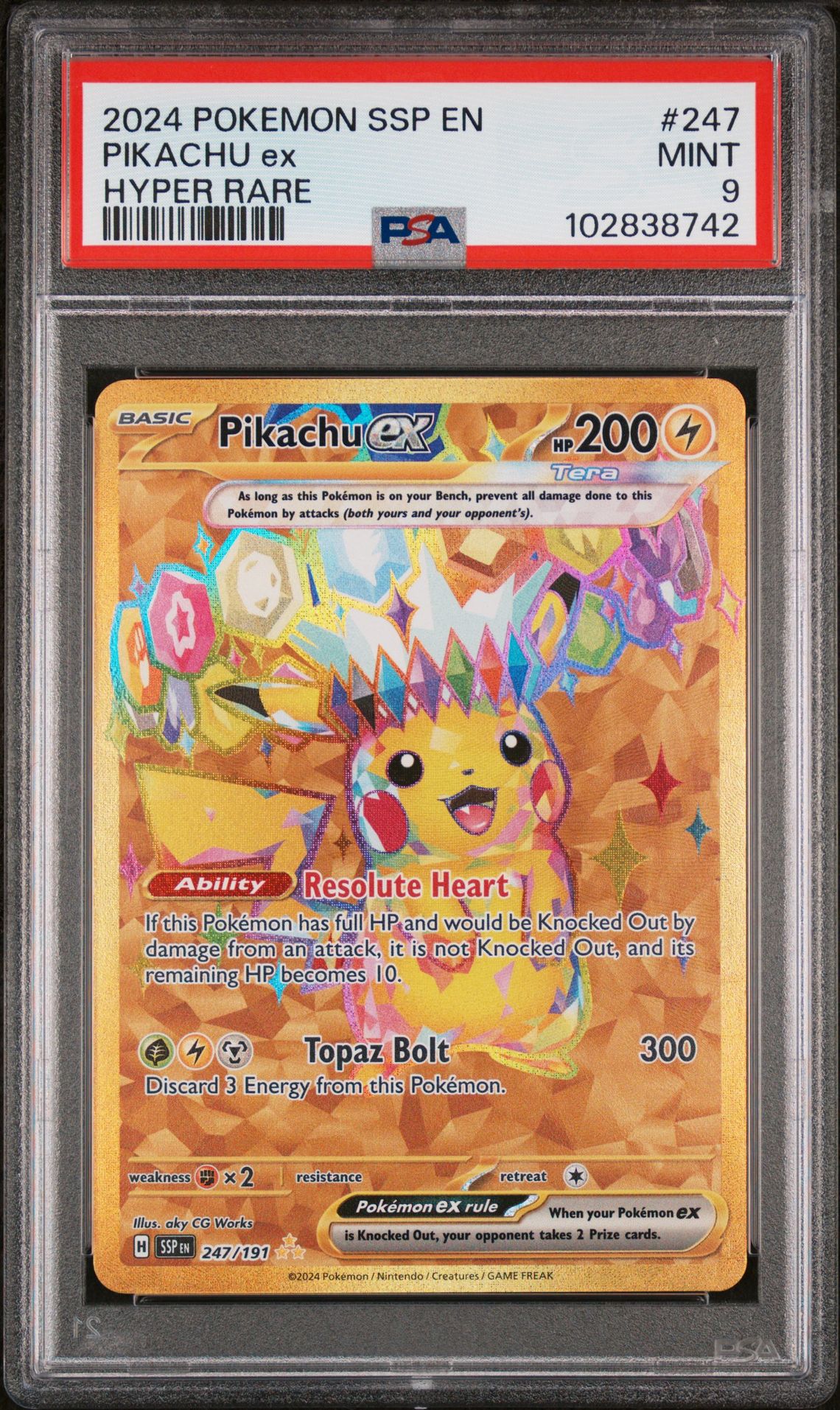 2024 Pokemon POKEMON SSP EN-SURGING SPARKS HYPER RARE #247 Pikachu Ex front