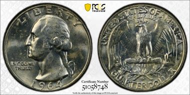 1964-D 25C FS-503, Repunched Mintmark MS64