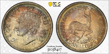 1948 5 Shil KM-40.1  Ag MS64