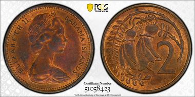 (1967) 2C Mule-Bahamas Obverse KM-33 MS63RB