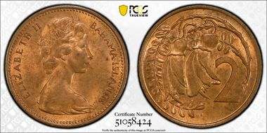 (1967) 2C Mule-Bahamas Obverse KM-33 MS64RB