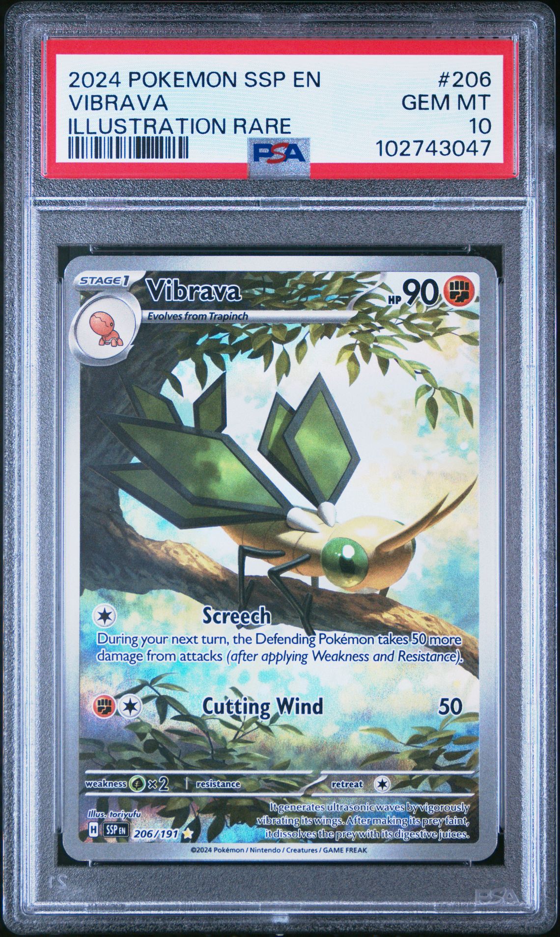 2024 Pokemon POKEMON SSP EN-SURGING SPARKS ILLUSTRATION RARE #206 Vibrava front