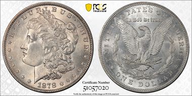 1878 7TF $1 VAM 222A, Face Chips MS62