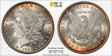 1884 $1 VAM 3 Large Dot MS64+