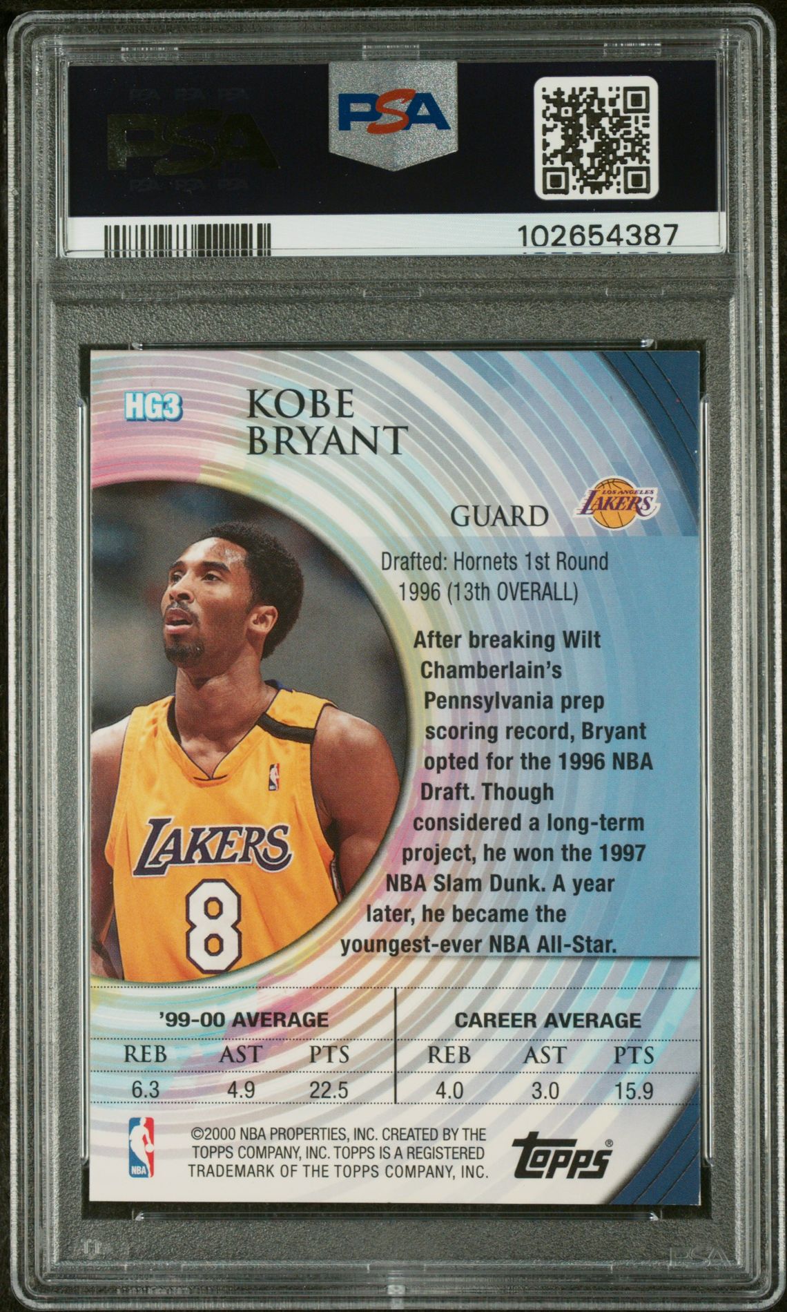2000 Topps Hidden Gems Kobe Bryant #Hg3 (Hidden Gems) Nm-Mt 8 back