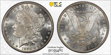 1890-CC $1 Tailbar MS64