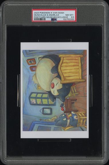 Pokemon - 2023 Munchlax & Snorlax Postcard-Museum Exclusive # X Van Gogh Postcard PSA 8.5 Fair Drop Entry
