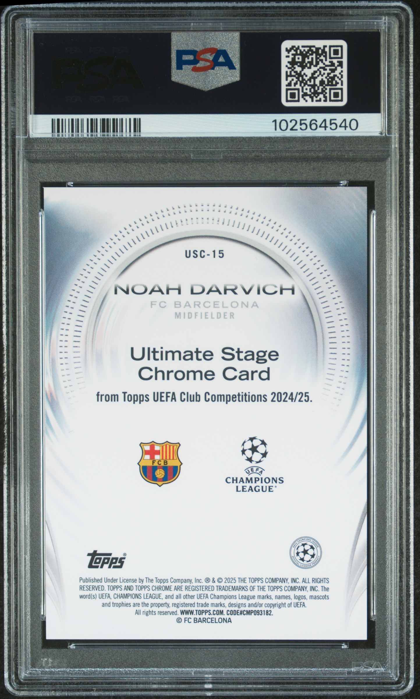 2024-25 Topps Uefa Club Competitions Ultimate Stage Chrome Noah Darvich #Usc15 (Ultimate Stage Chr-Green) Nm 7 back