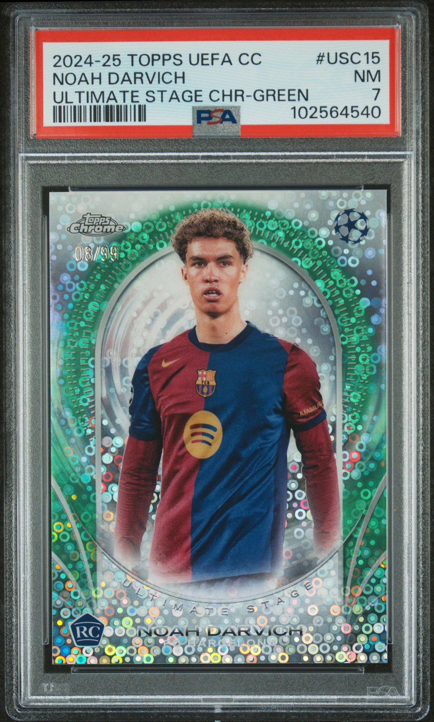 2024-25 Topps Uefa Club Competitions Ultimate Stage Chrome Noah Darvich #Usc15 (Ultimate Stage Chr-Green) Nm 7 front
