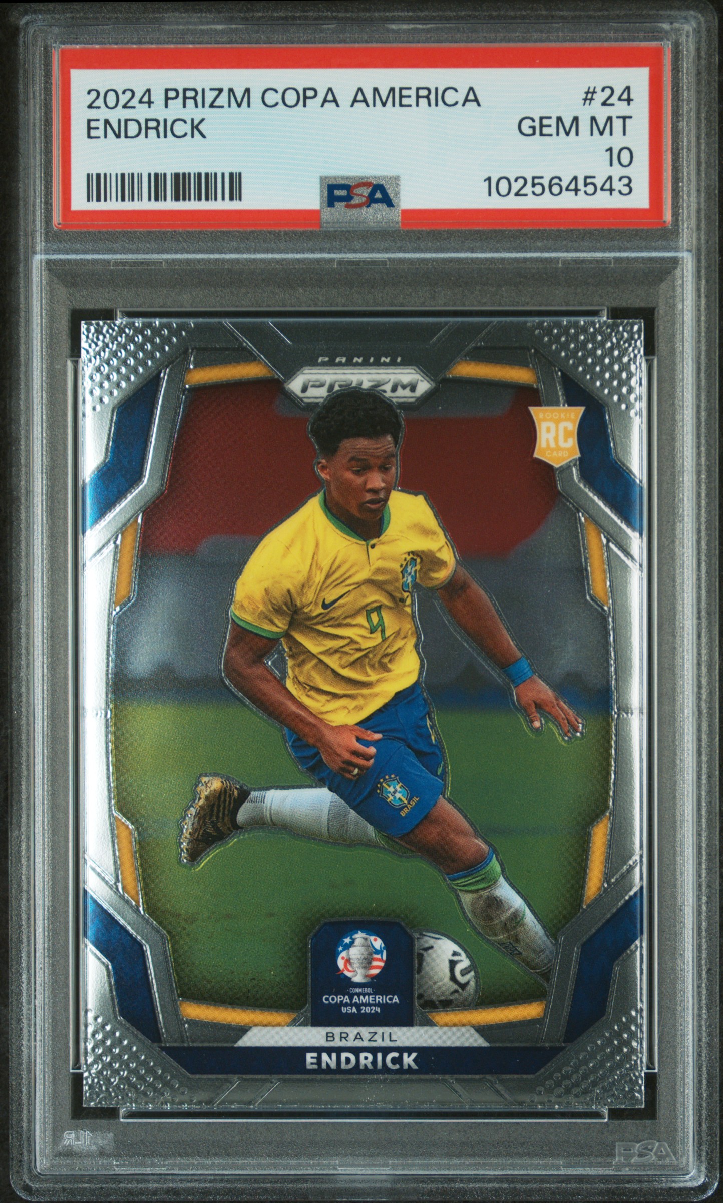 2024 Panini Prizm Conmebol Copa America Endrick #24 Gem Mt 10 front