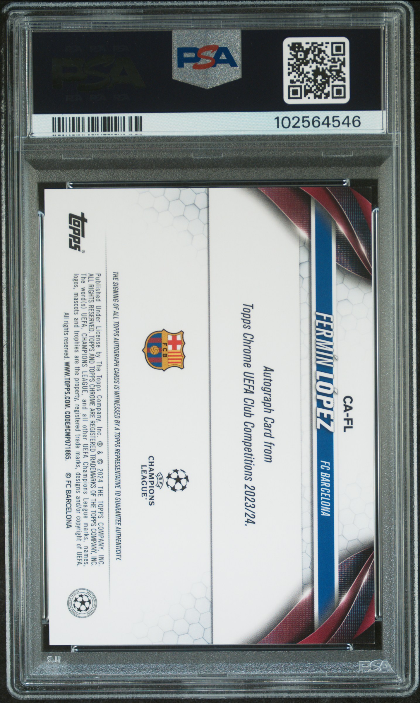 2023-24 Topps Chrome Uefa Club Competitions Chrome Autographs Fermin Lopez #Fl (Autograph-Pink Shimmer) Mint 9 back