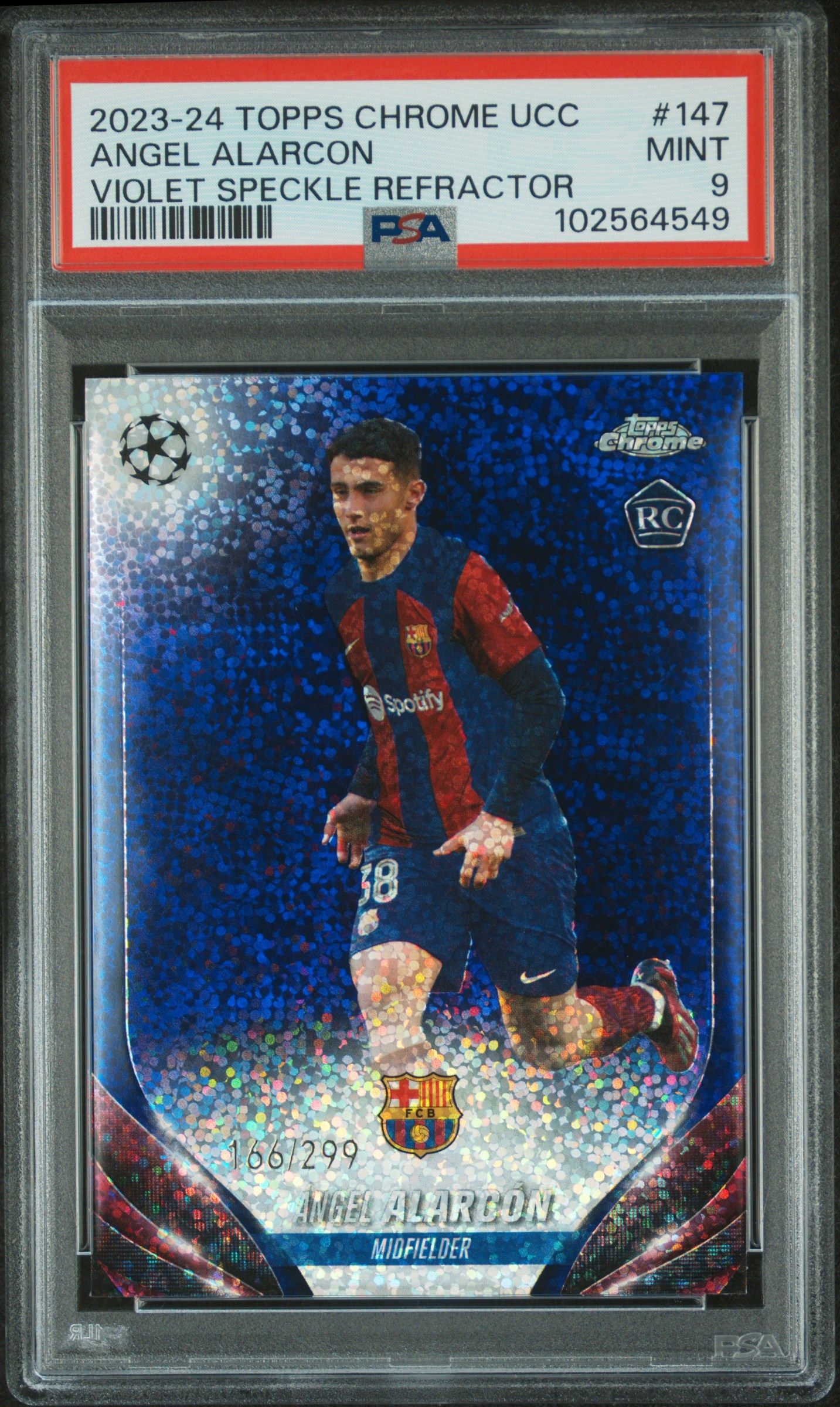2023-24 Topps Chrome Uefa Club Competitions Angel Alarcon #147 (Violet Speckle Refractor) Mint 9 front