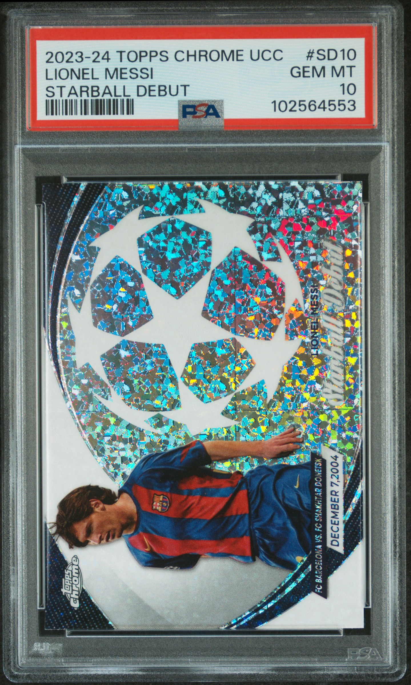 2023-24 Topps Chrome Uefa Club Competitions Starball Debut Lionel Messi #Sd10 Gem Mt 10 front