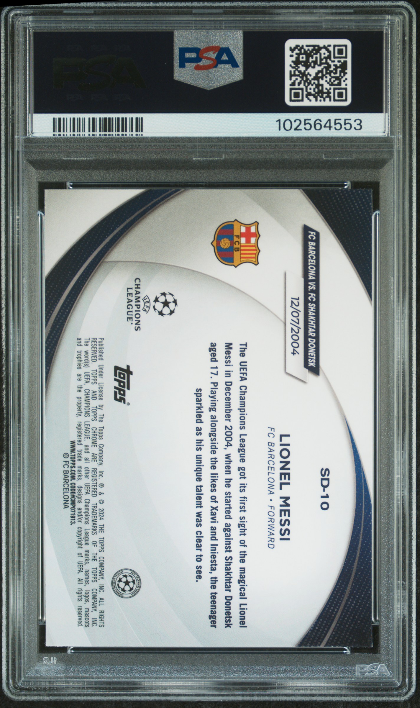 2023-24 Topps Chrome Uefa Club Competitions Starball Debut Lionel Messi #Sd10 Gem Mt 10 back