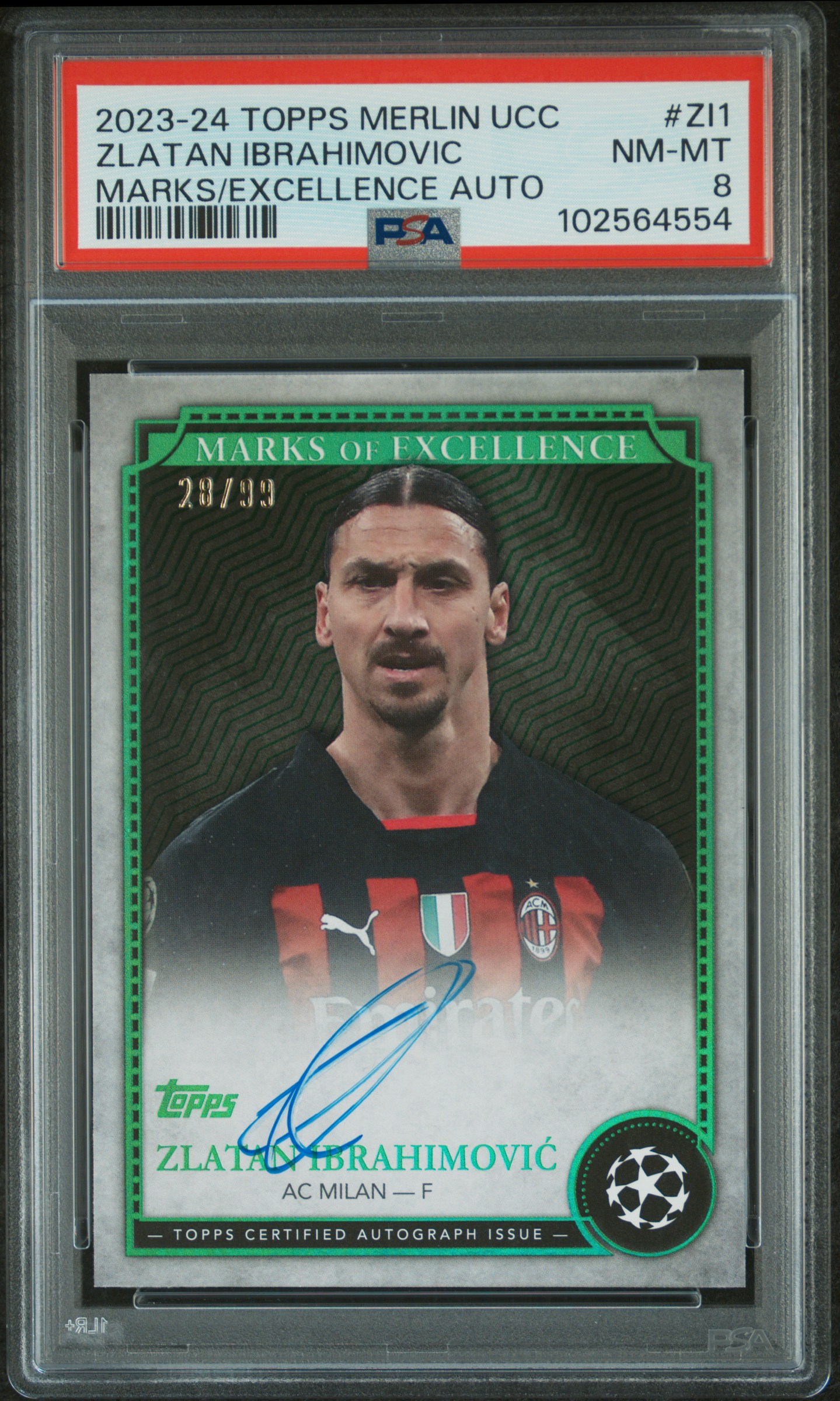 2023-24 Topps Merlin Uefa Club Competitions Marks Of Excellence Autographs Zlatan Ibrahimovic #Zi1 Nm-Mt 8 front