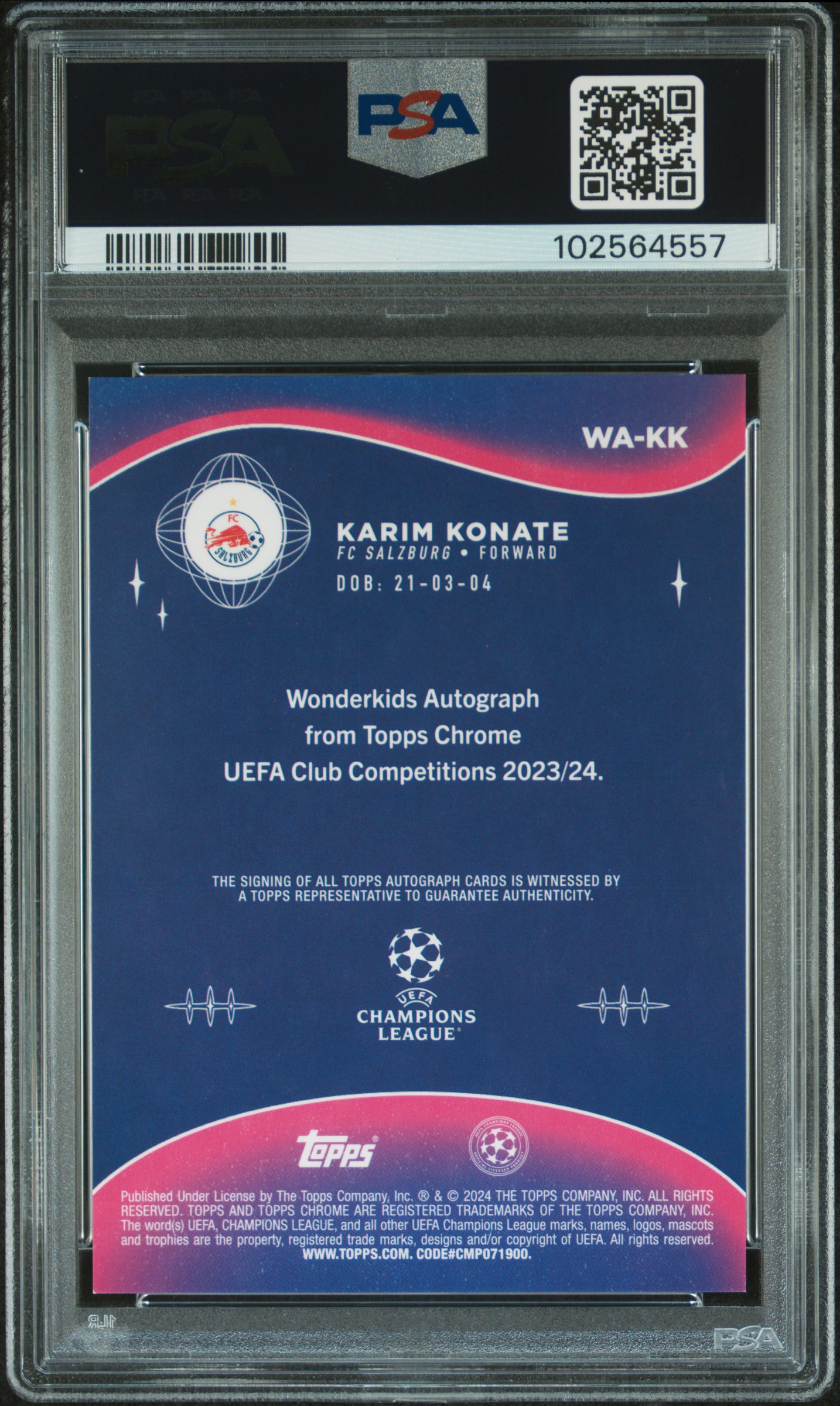 2023-24 Topps Chrome Uefa Club Competitions Wonderkids Autographs Karim Konate #Kk Mint 9 back