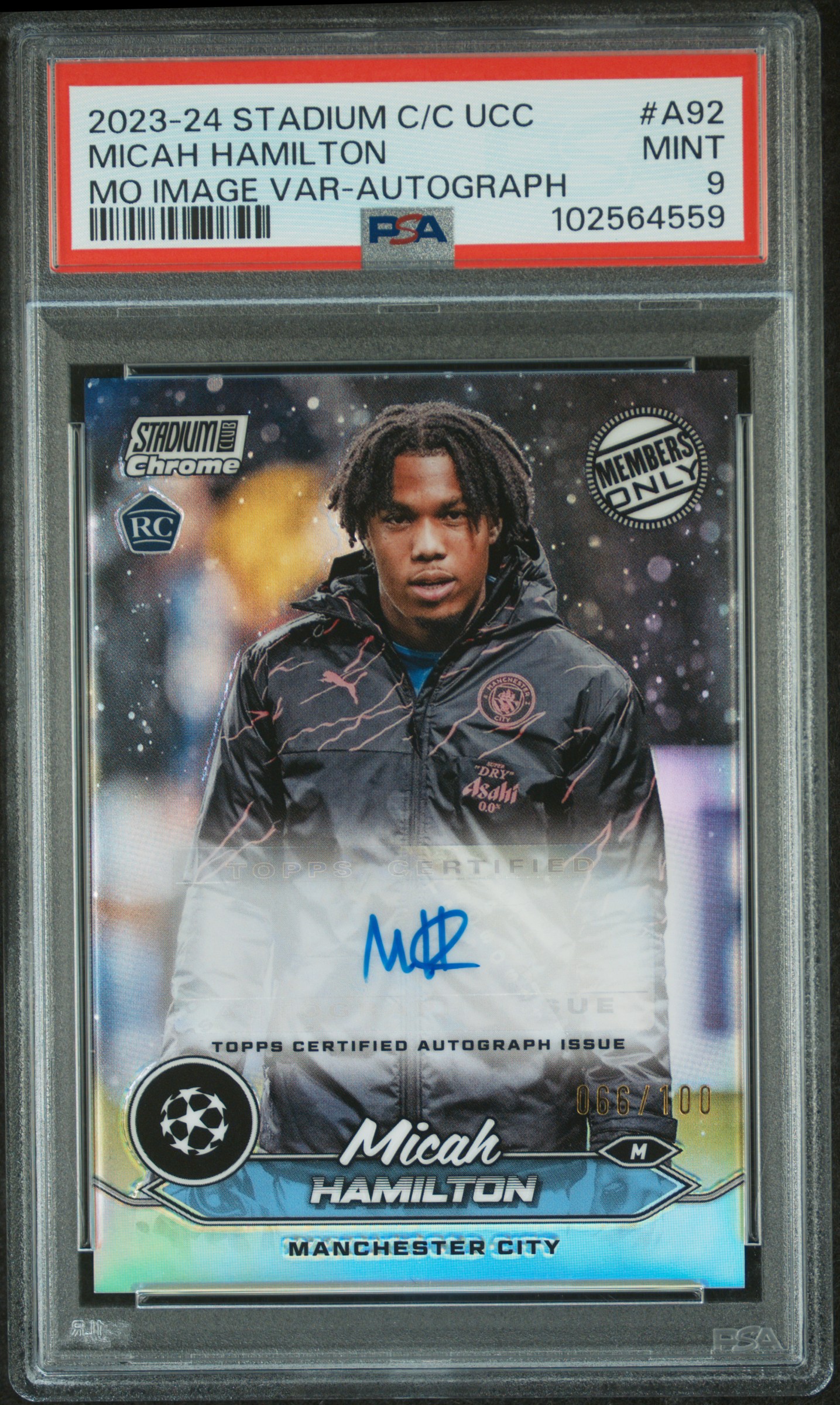 2023-24 Topps Stadium Club Chrome Uefa Club Competitions Micah Hamilton #A92 (Mo Image Var-Autograph) Mint 9 front
