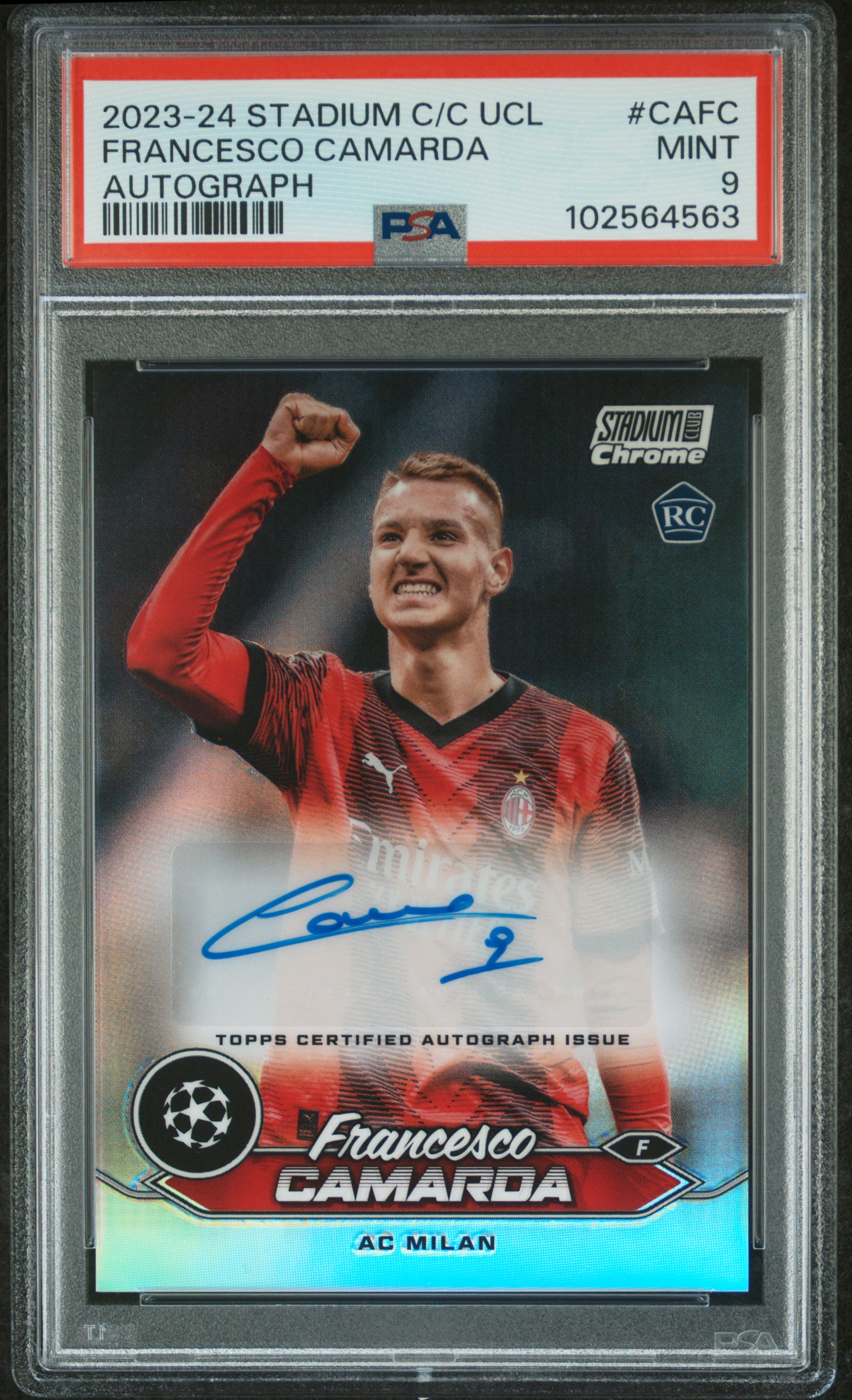 2023-24 Topps Stadium Club Chrome Uefa Club Competitions Chrome Autographs Francesco Camarda #Cafc Mint 9 front