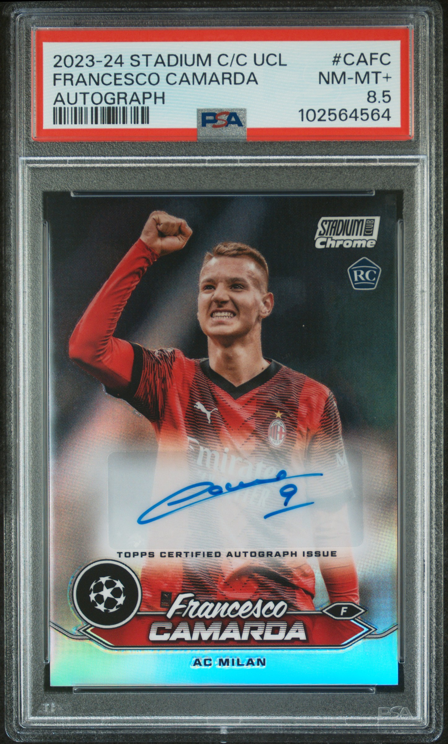 2023-24 Topps Stadium Club Chrome Uefa Club Competitions Chrome Autographs Francesco Camarda #Cafc Nm-Mt+ 8.5 front