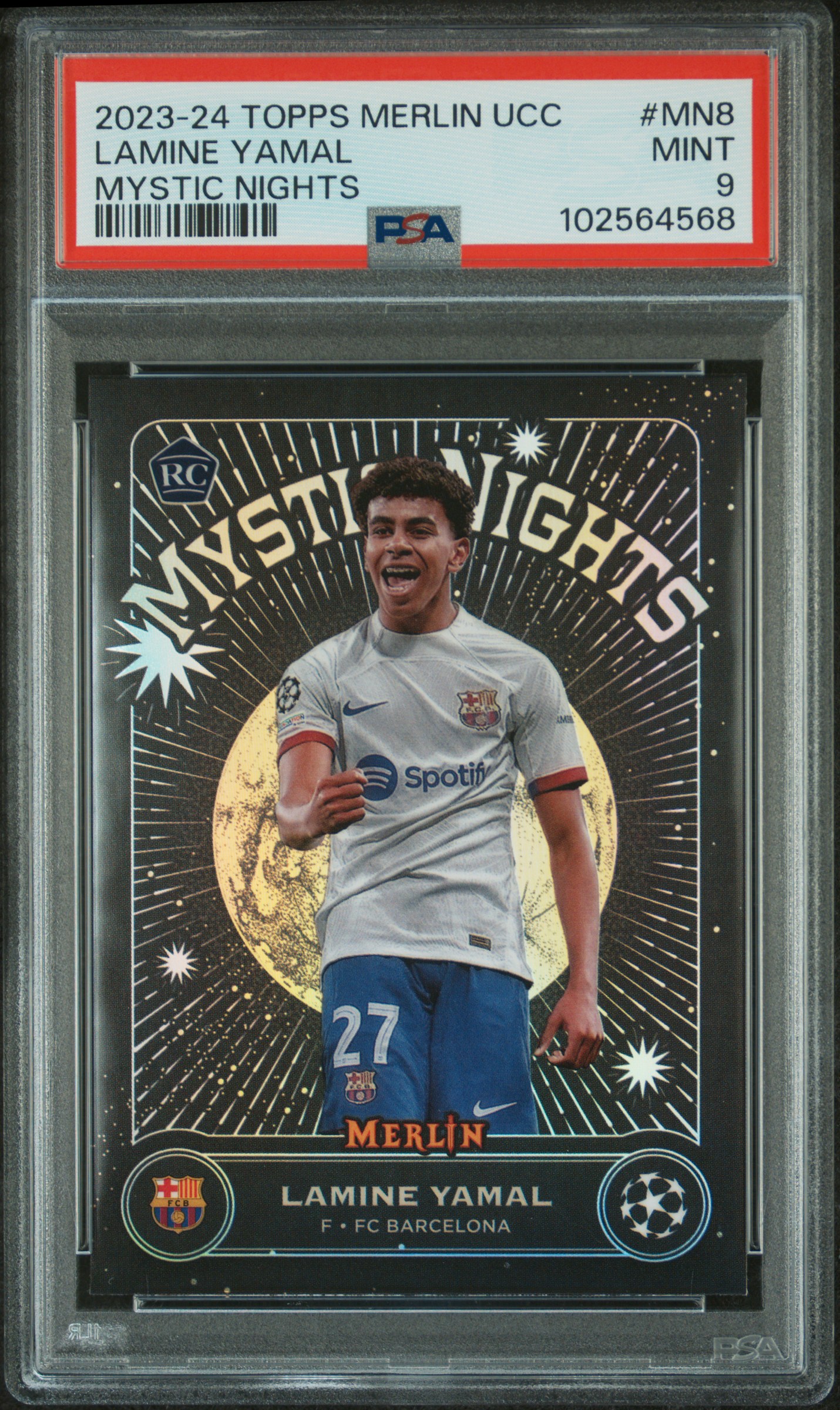 2023-24 Topps Merlin Uefa Club Competitions Mystic Nights Lamine Yamal #Mn8 Mint 9 front