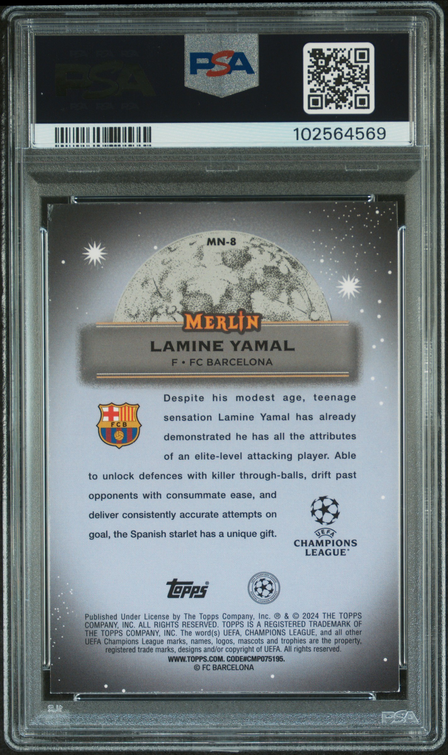 2023-24 Topps Merlin Uefa Club Competitions Mystic Nights Lamine Yamal #Mn8 Mint 9 back
