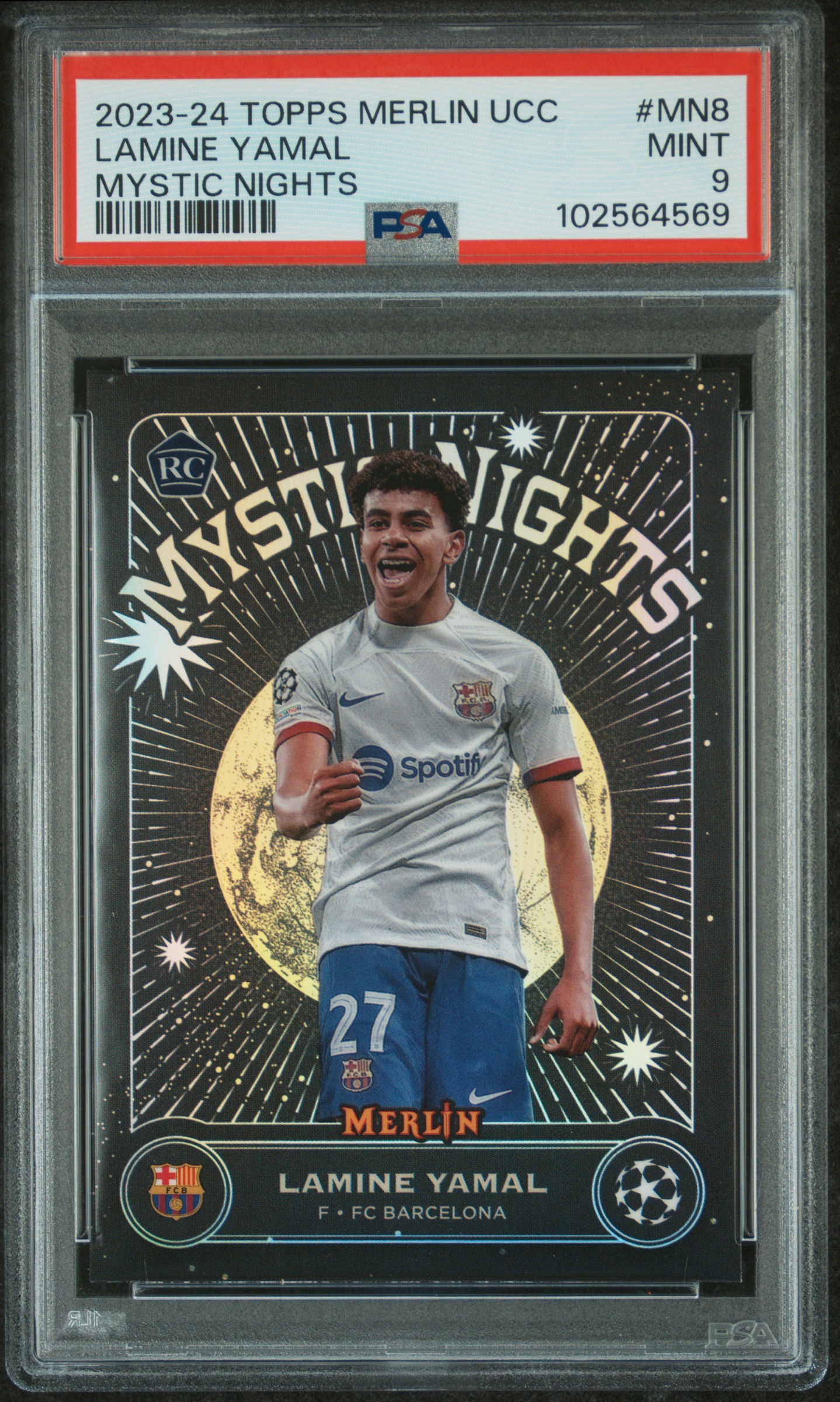 2023-24 Topps Merlin Uefa Club Competitions Mystic Nights Lamine Yamal #Mn8 Mint 9 front