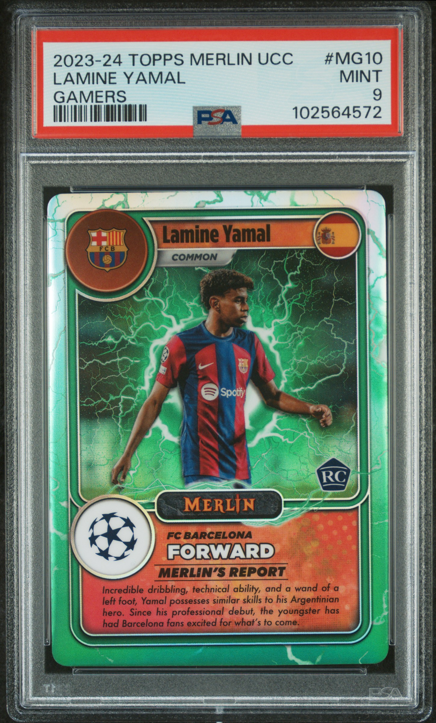 2023-24 Topps Merlin Uefa Club Competitions Merlin's Gamers Lamine Yamal #Mg10 Mint 9 front