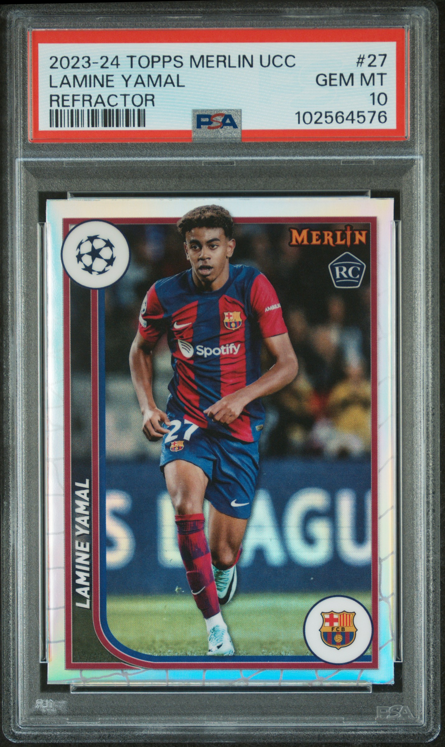 2023-24 Topps Merlin Uefa Club Competitions Lamine Yamal #27 (Refractor) Gem Mt 10 front