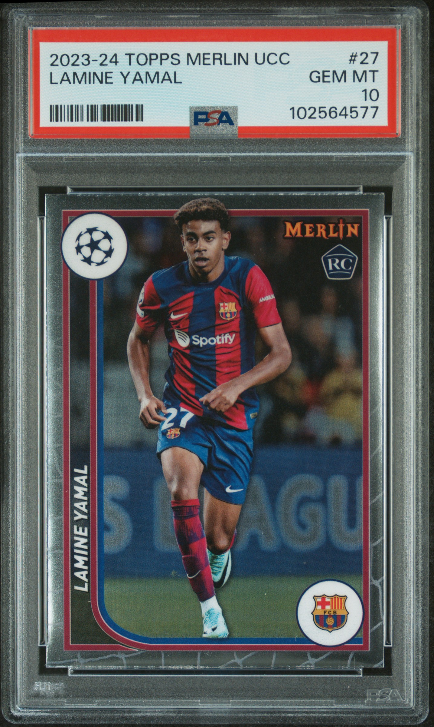 2023-24 Topps Merlin Uefa Club Competitions Lamine Yamal #27 Gem Mt 10 front