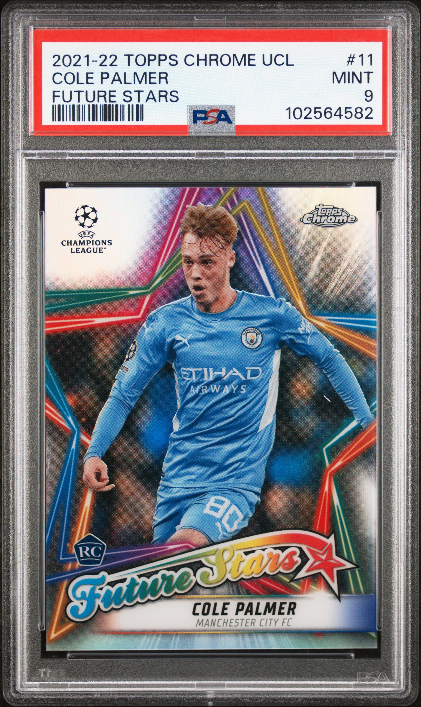 2021 Topps Chrome Uefa Champions League Future Stars Cole Palmer #11 (Future Stars) Mint 9 front