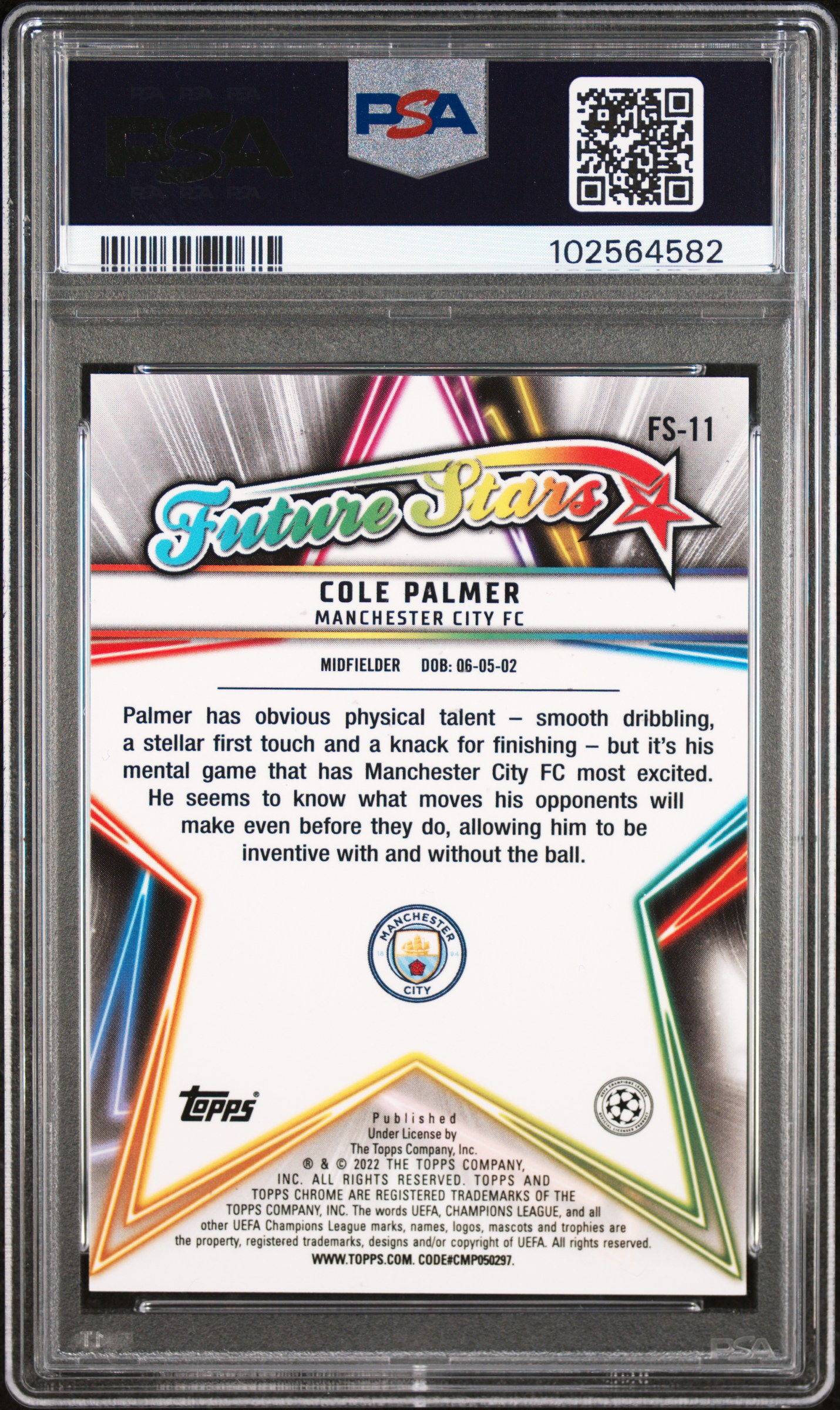 2021 Topps Chrome Uefa Champions League Future Stars Cole Palmer #11 (Future Stars) Mint 9 back