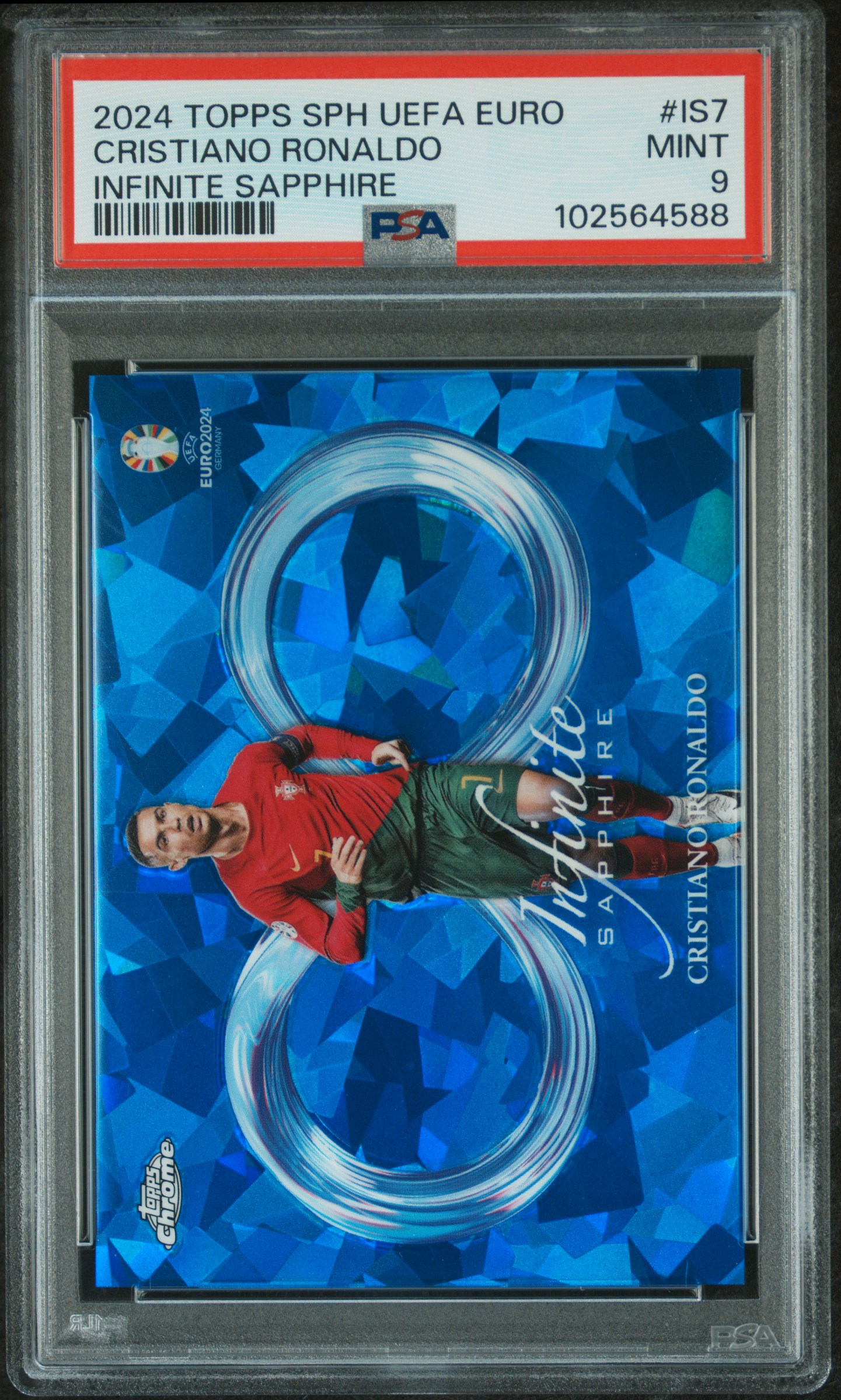 2024 Topps Chrome Sapphire Uefa Euro Infinite Sapphire Cristiano Ronaldo #Is7 Mint 9 front