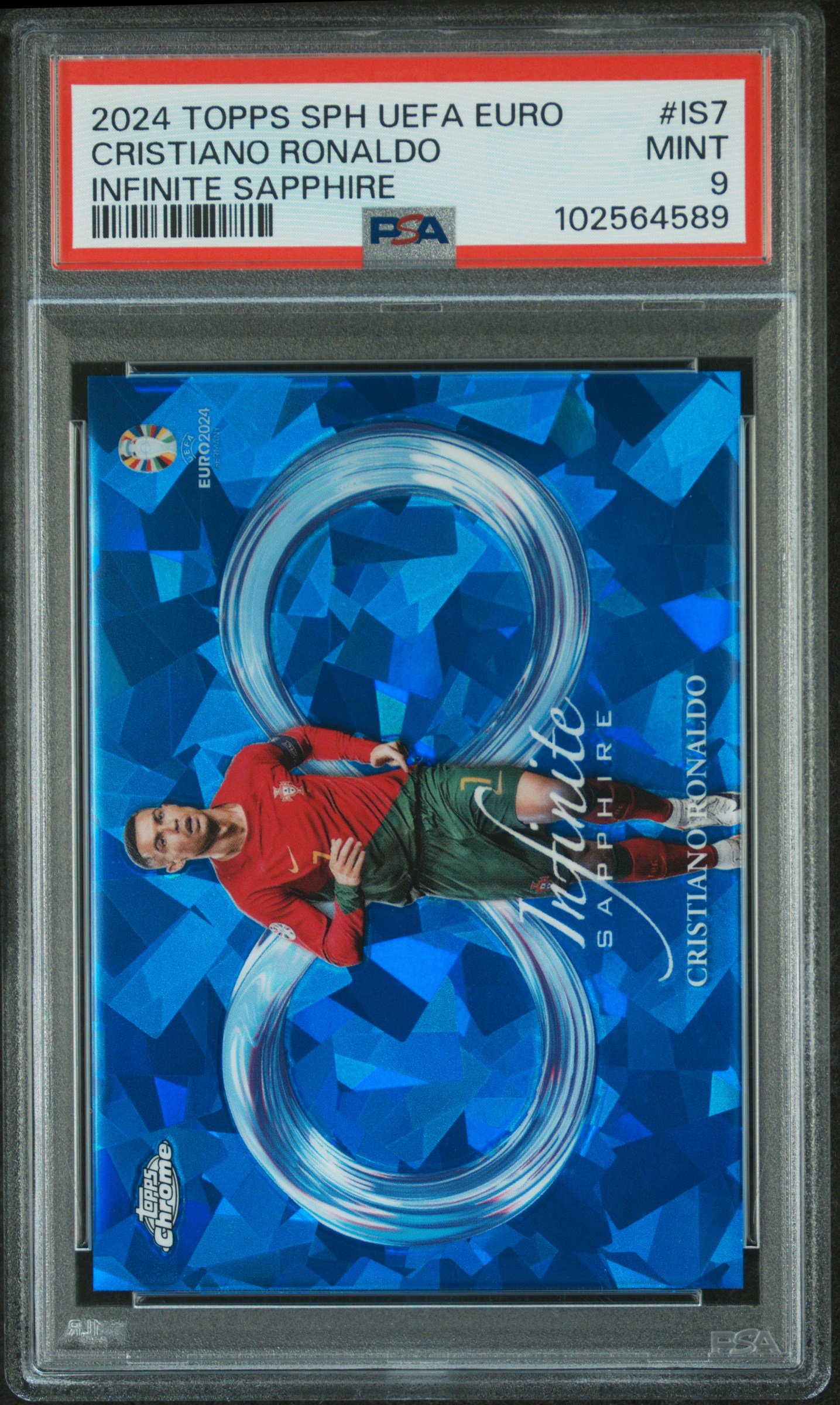 2024 Topps Chrome Sapphire Uefa Euro Infinite Sapphire Cristiano Ronaldo #Is7 Mint 9 front