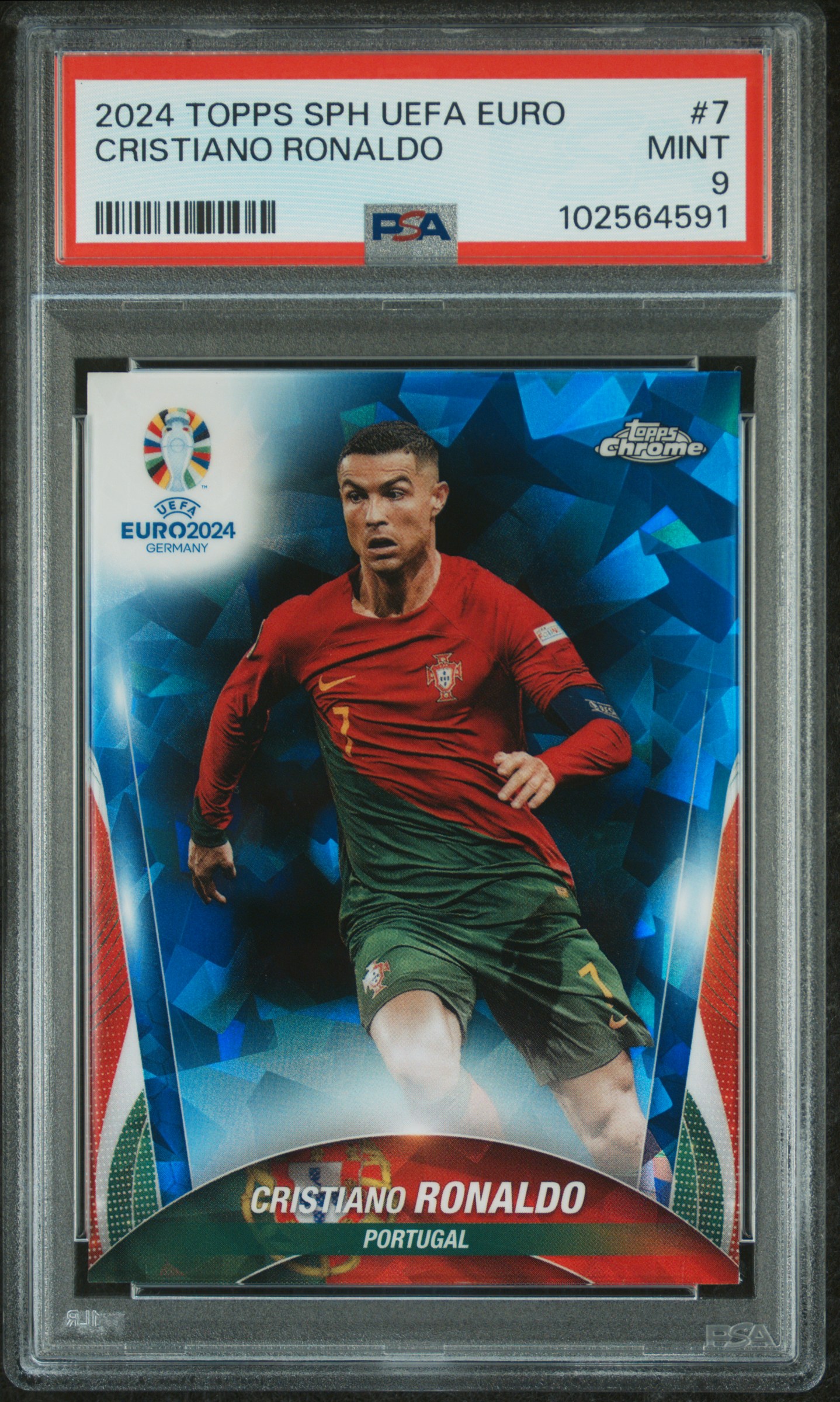2024 Topps Chrome Sapphire Uefa Euro Cristiano Ronaldo #7 Mint 9 front
