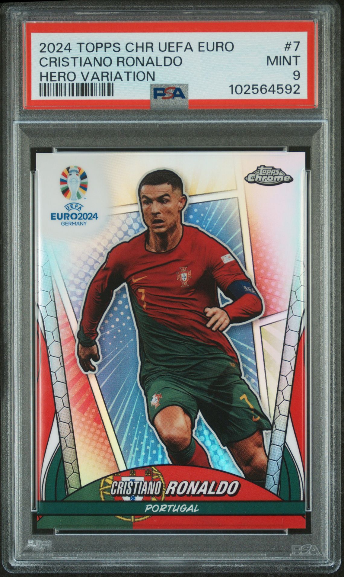 2024 Topps Chrome Uefa Euro Cristiano Ronaldo #7 (Hero Variation) Mint 9 front