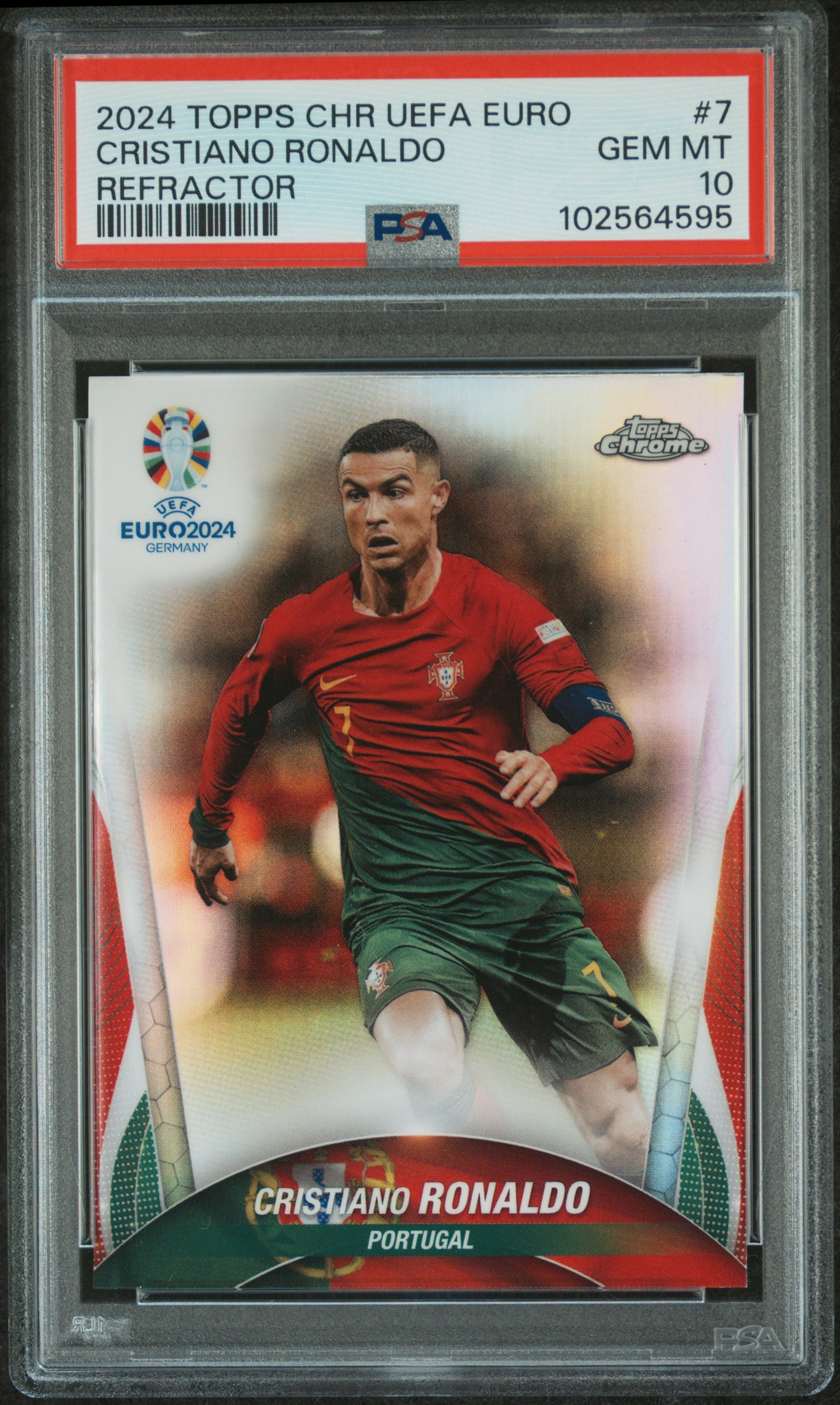 2024 Topps Chrome Uefa Euro Cristiano Ronaldo #7 (Refractor) Gem Mt 10 front