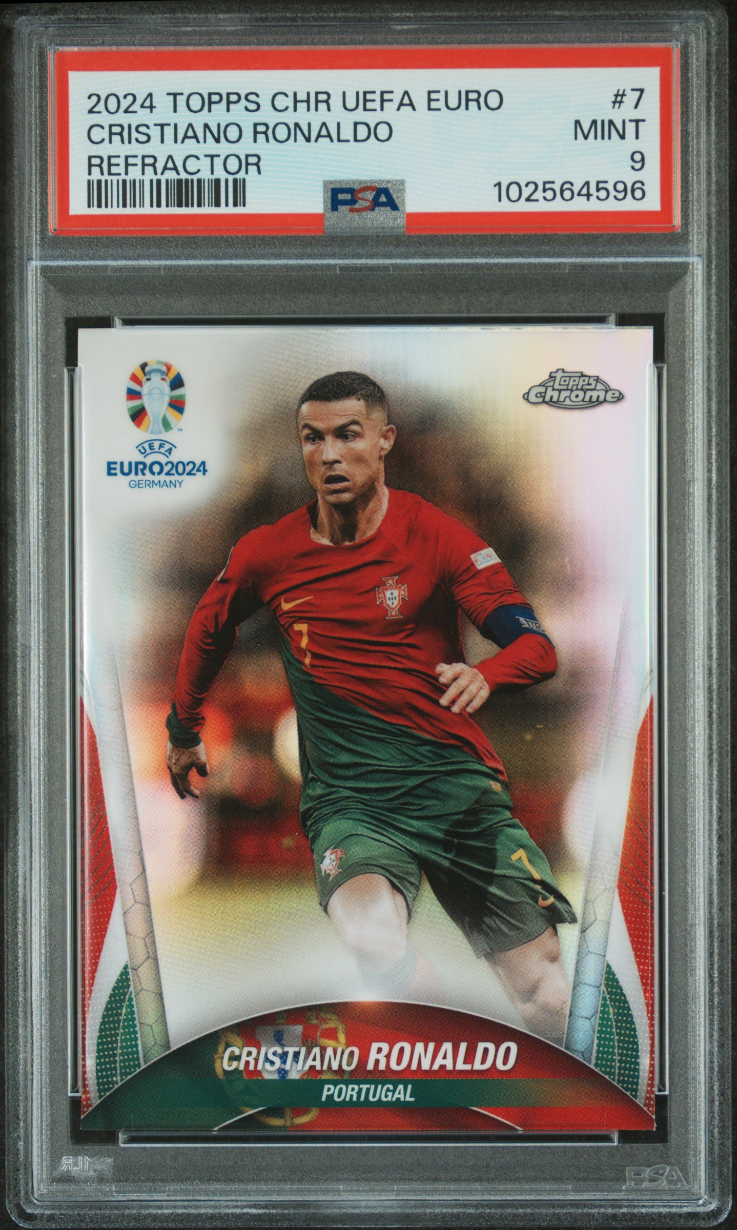 2024 Topps Chrome Uefa Euro Cristiano Ronaldo #7 (Refractor) Mint 9 front