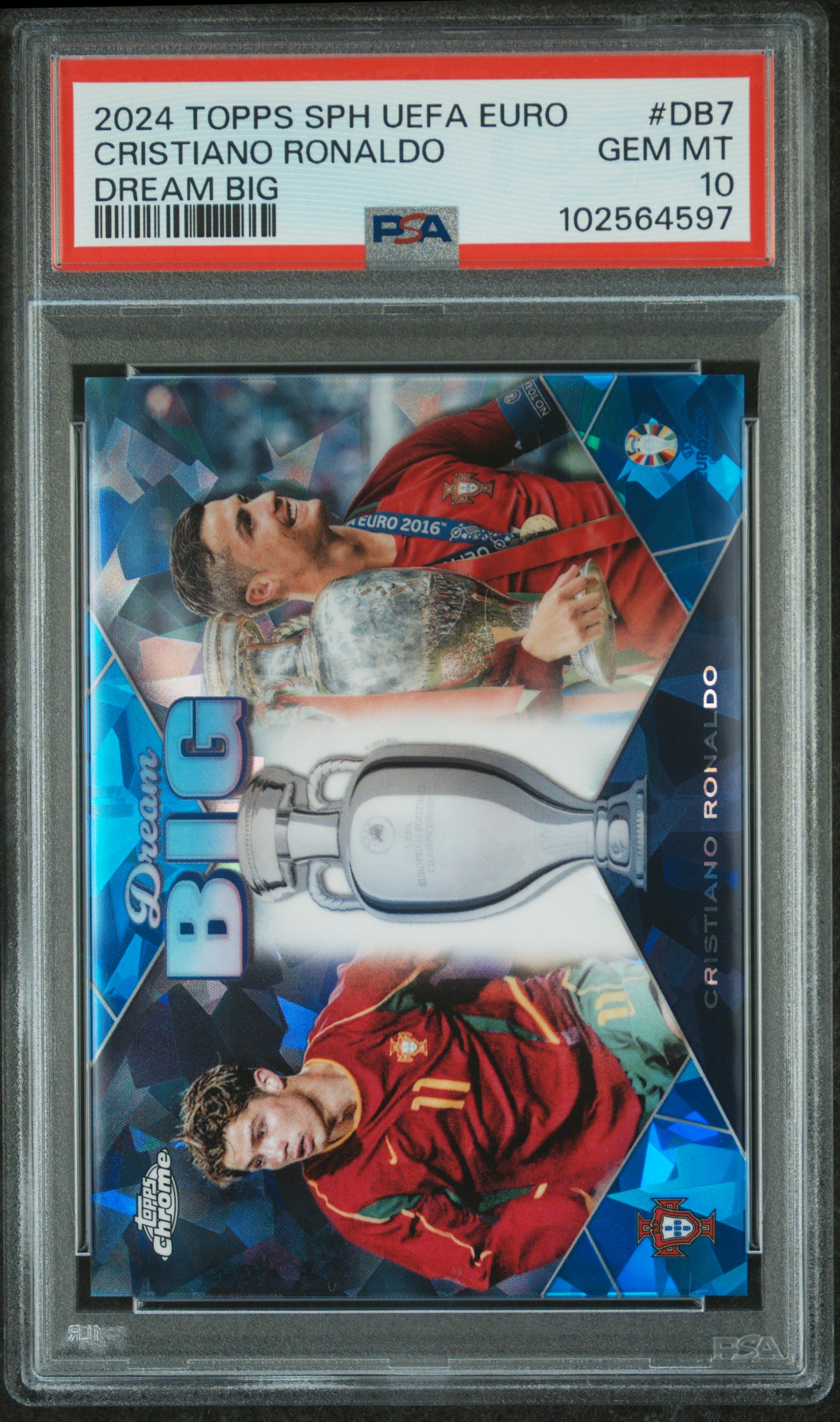 2024 Topps Chrome Sapphire Uefa Euro Dream Big Cristiano Ronaldo #Db7 Gem Mt 10 front