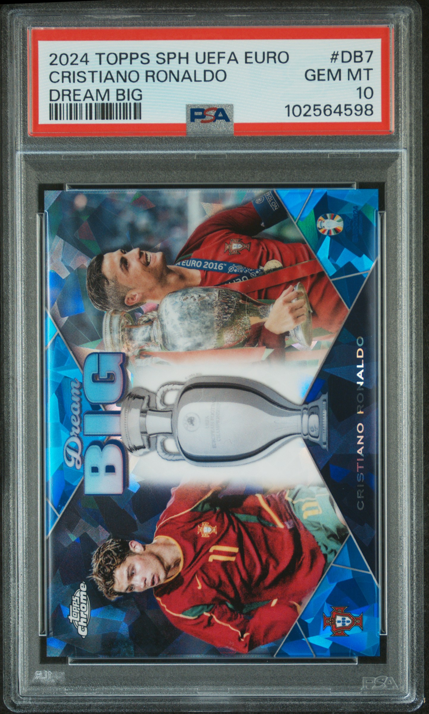 2024 Topps Chrome Sapphire Uefa Euro Dream Big Cristiano Ronaldo #Db7 Gem Mt 10 front