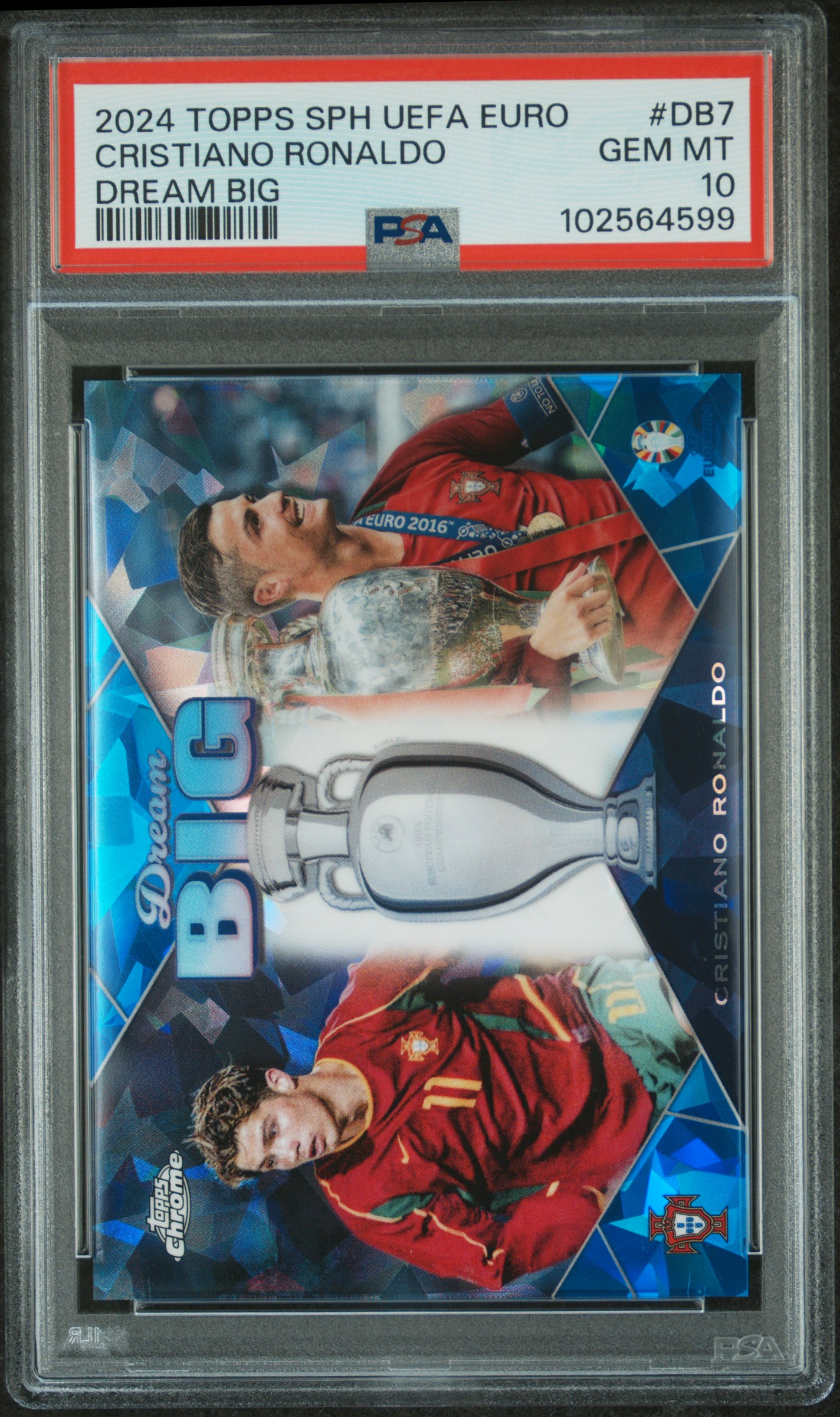 2024 Topps Chrome Sapphire Uefa Euro Dream Big Cristiano Ronaldo #Db7 Gem Mt 10 front