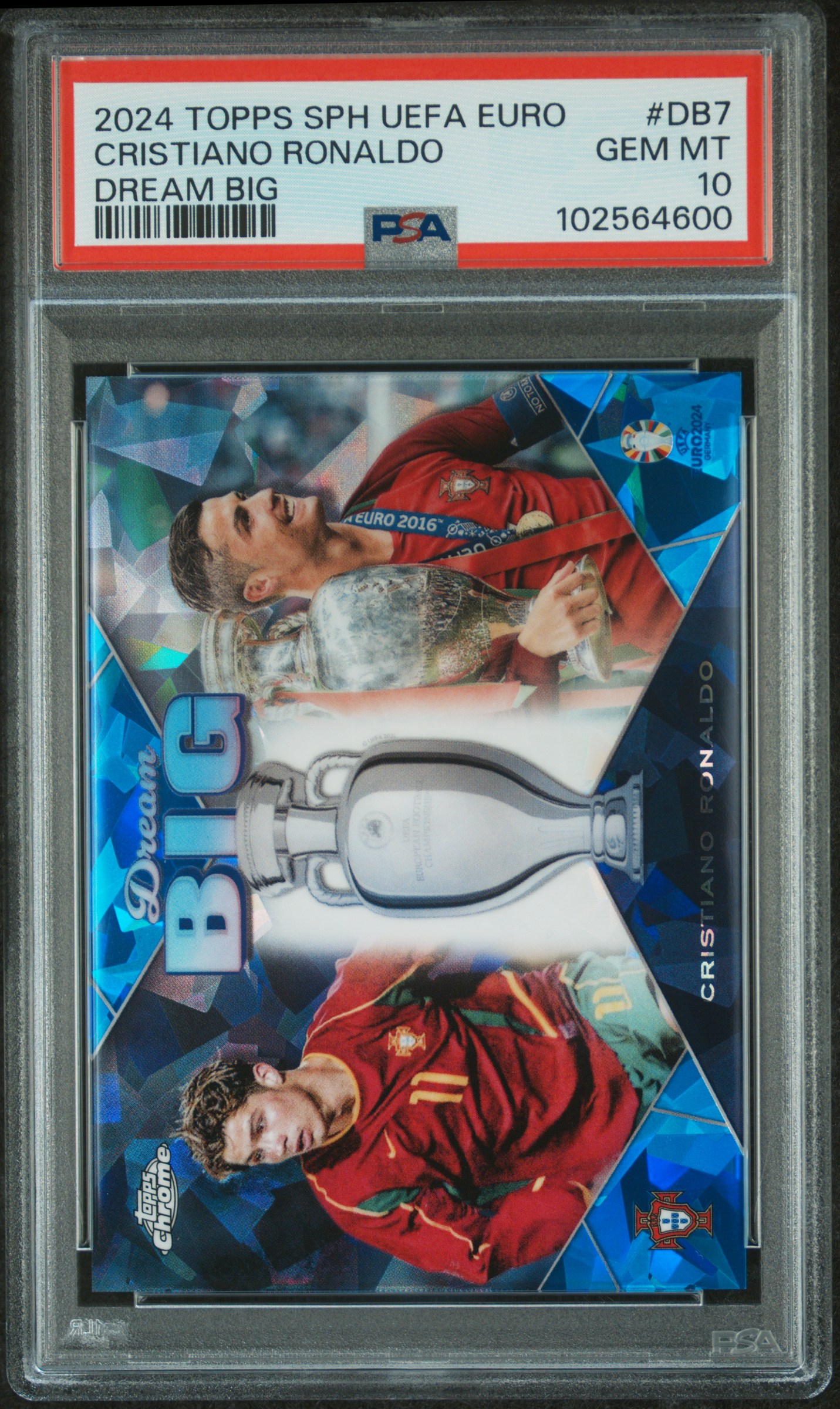 2024 Topps Chrome Sapphire Uefa Euro Dream Big Cristiano Ronaldo #Db7 Gem Mt 10 front
