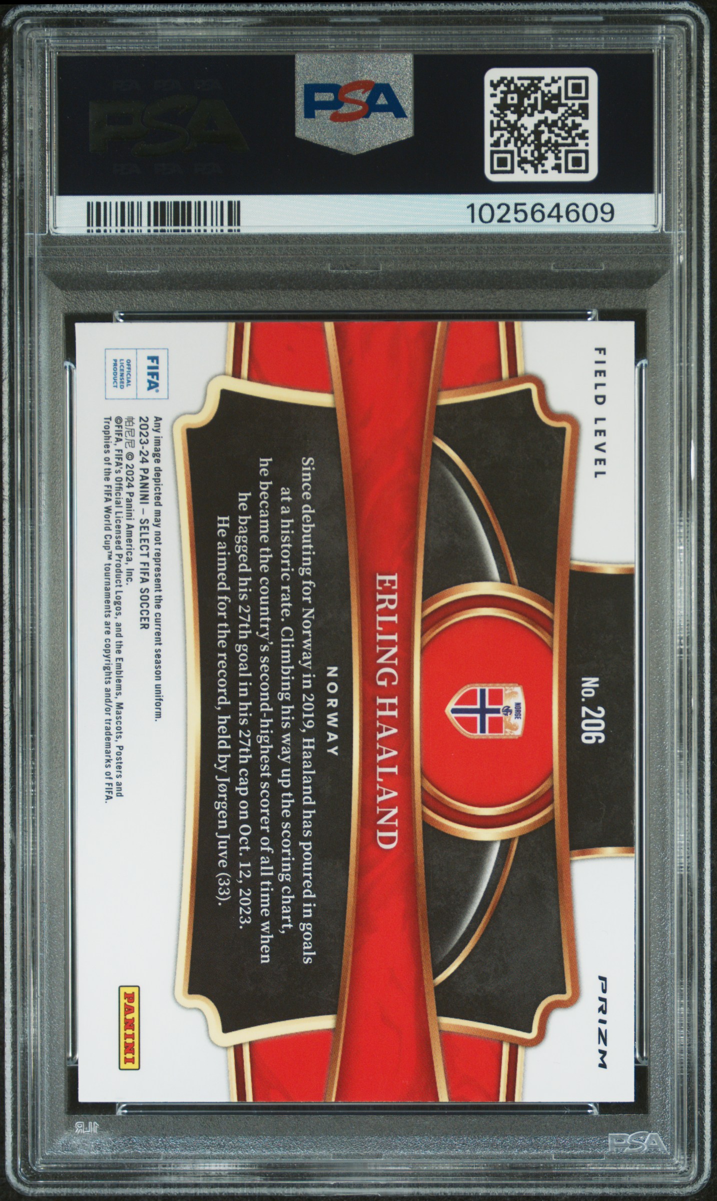 2023-24 Panini Select Fifa Erling Haaland #206 (Silver) Mint 9 back