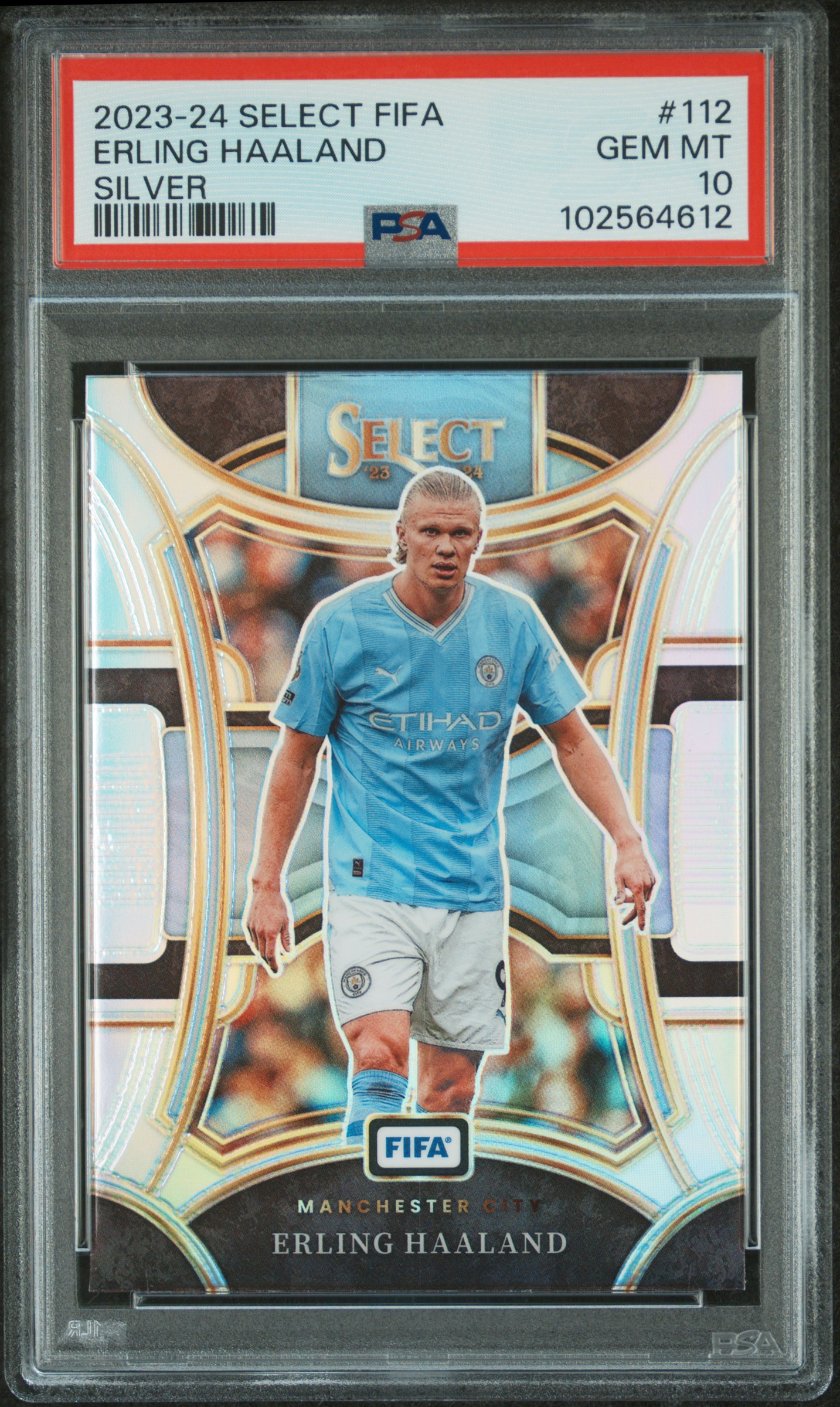 2023-24 Panini Select Fifa Erling Haaland #112 (Silver) Gem Mt 10 front