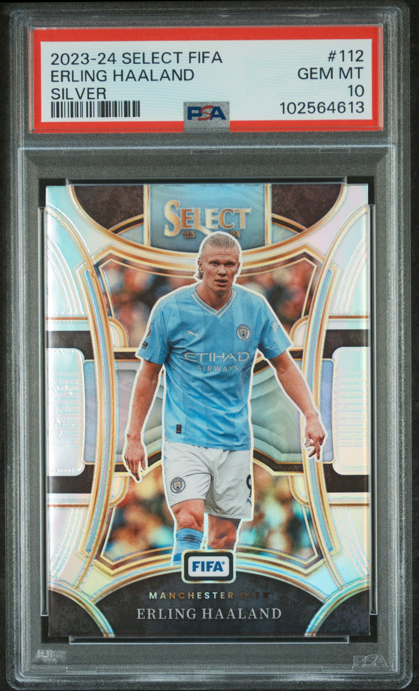 2023-24 Panini Select Fifa Erling Haaland #112 (Silver) Gem Mt 10 front