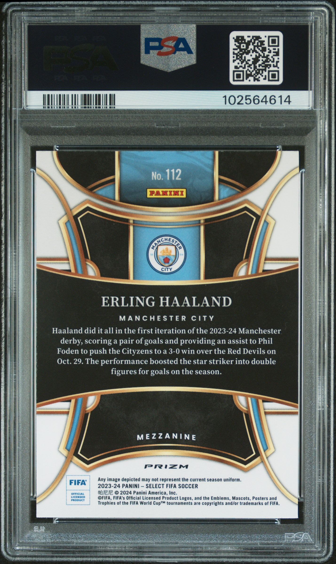 2023-24 Panini Select Fifa Erling Haaland #112 (Silver) Mint 9 back