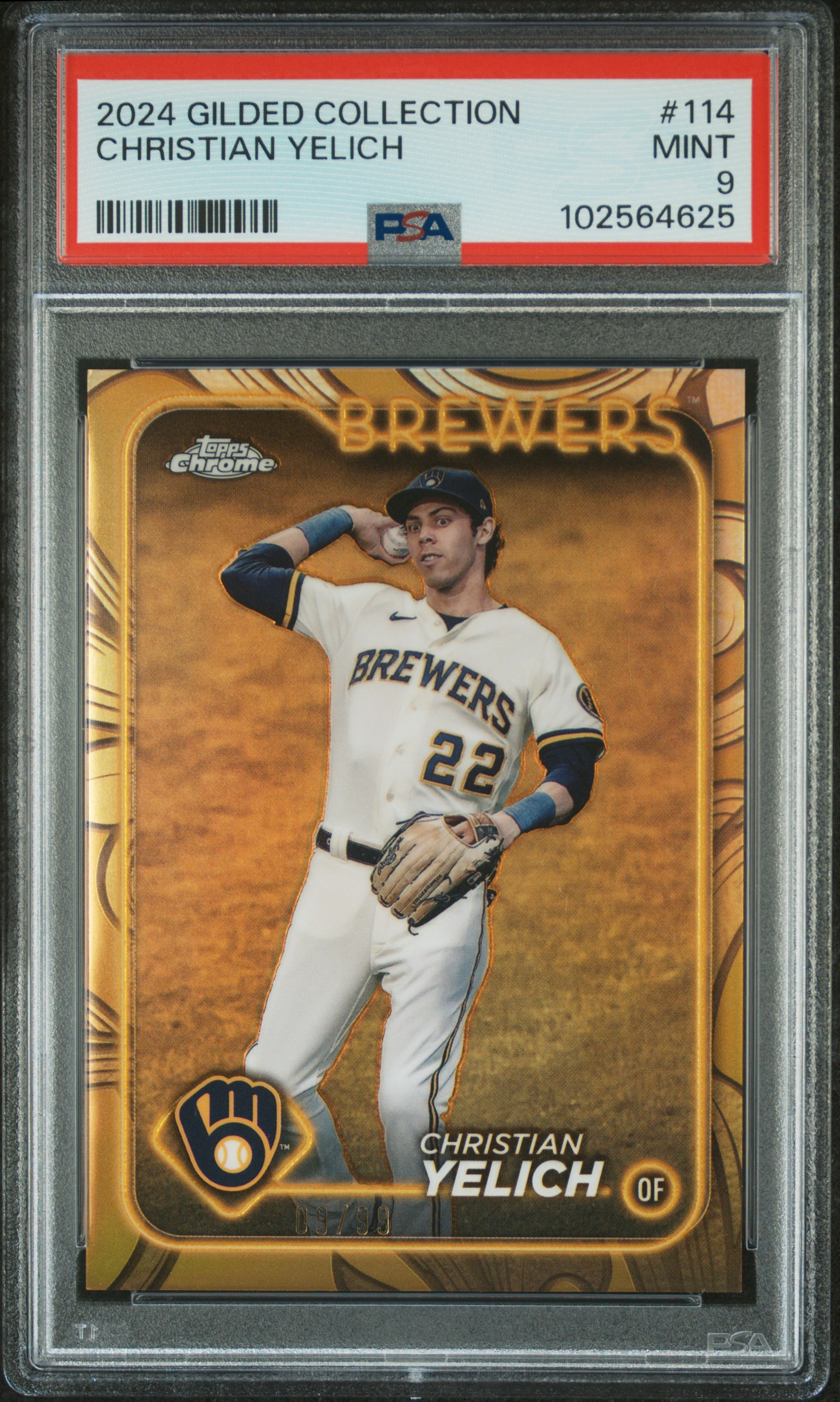 2024 Topps Gilded Collection Christian Yelich #114 Mint 9 front